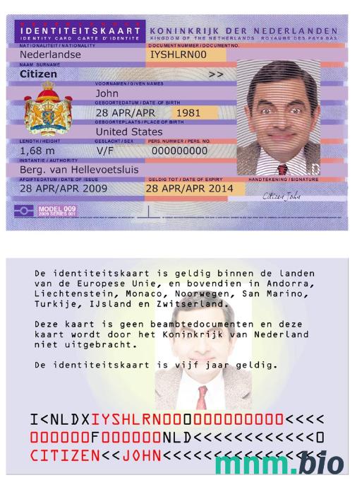 Dowód osobisty Holandii wersja 2